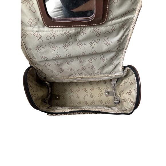 Vintage DVF Travel Makeup Train Case Duffel Bag Brown Monogram Tapestry Lock - Picture 11 of 11